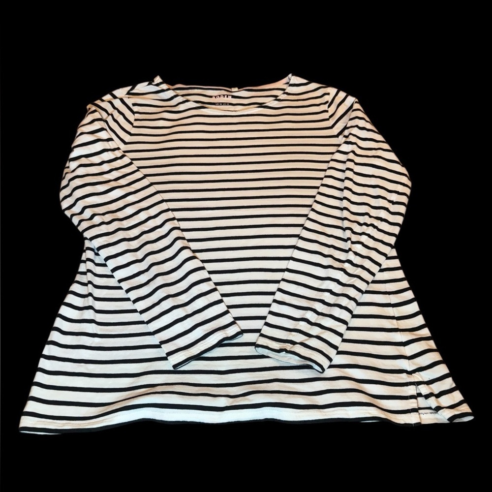 Boden‎ Olivia Long Sleeve Breton Boatneck Cream/Black striped top, size 12